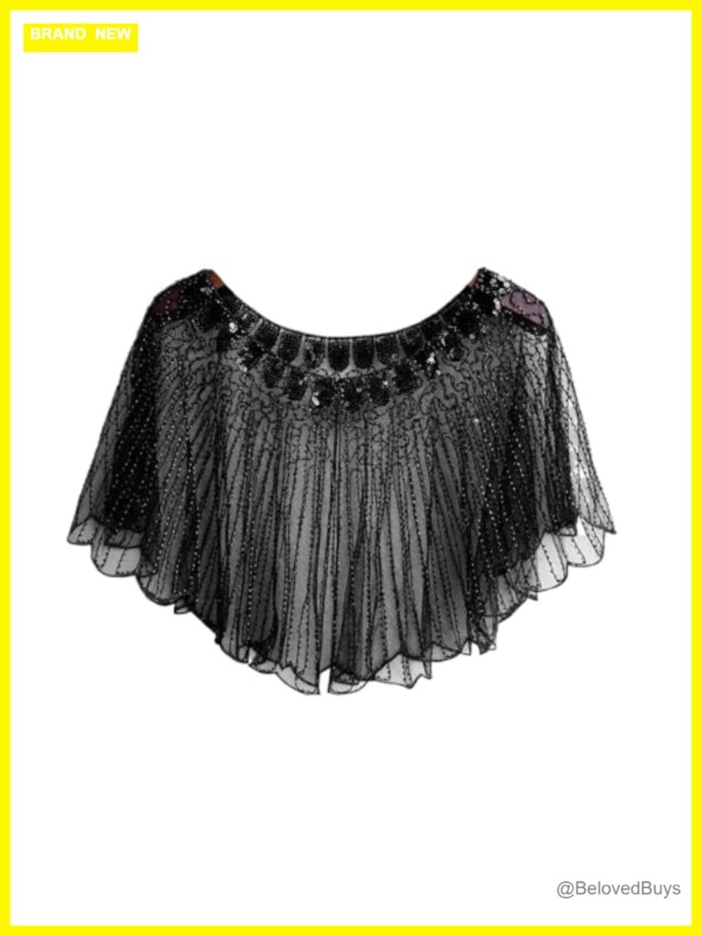 Beaded Sequins Shawl Wrap Embroidered Polyester